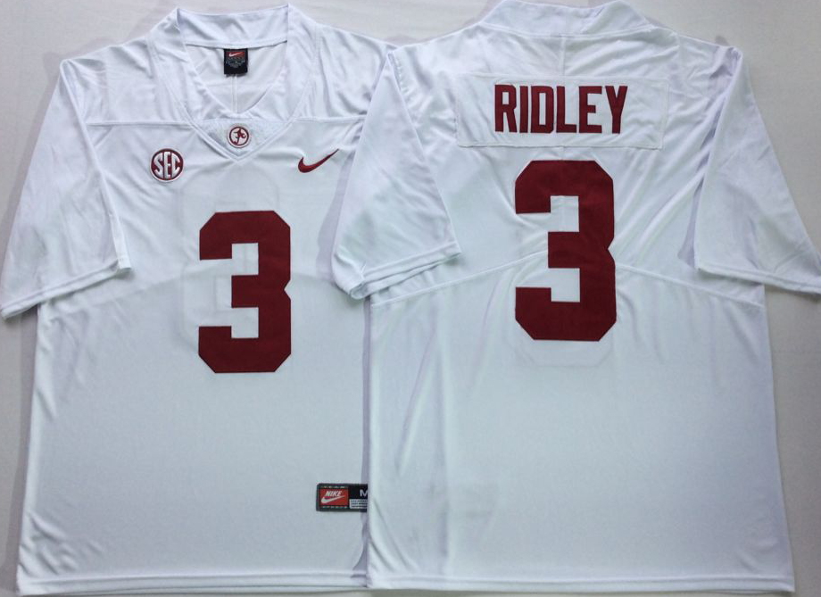 NCAA Men Alabama Crimson Tide White #3 RIDLEY->ncaa teams->NCAA Jersey